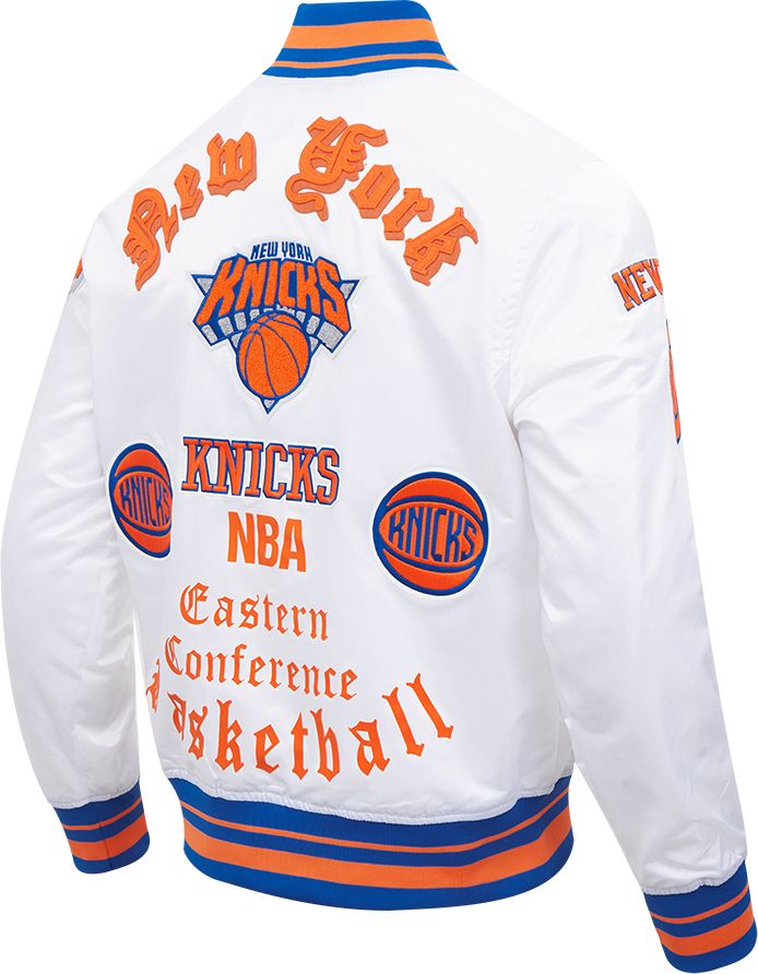 Pro Standard Men's New York Knicks White Old English Ribbed Satin Jacket product image