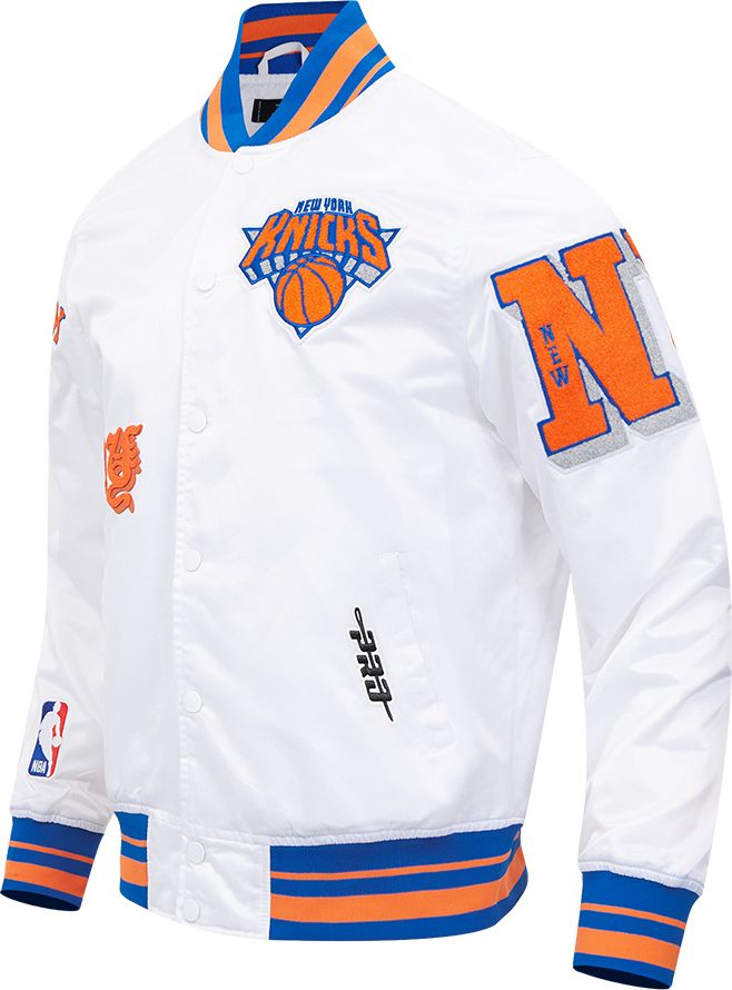 Pro Standard Men's New York Knicks White Old English Ribbed Satin Jacket product image