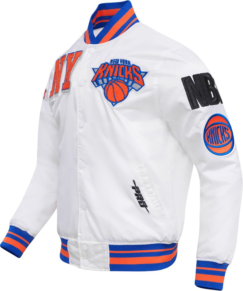 Pro Standard Men's New York Knicks Off White Mash Up Satin Jacket product image