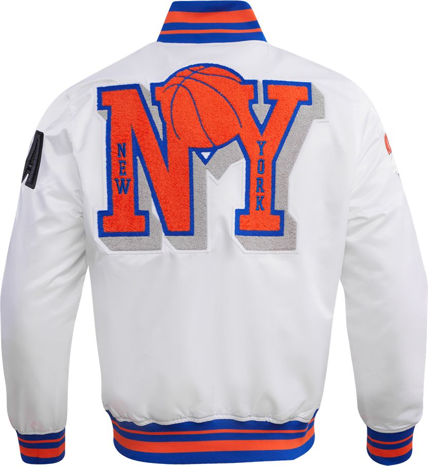 Pro Standard Men's New York Knicks Off White Mash Up Satin Jacket product image