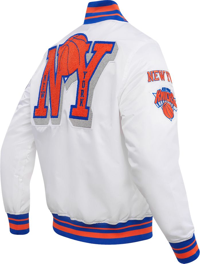 Pro Standard Men's New York Knicks Off White Mash Up Satin Jacket product image