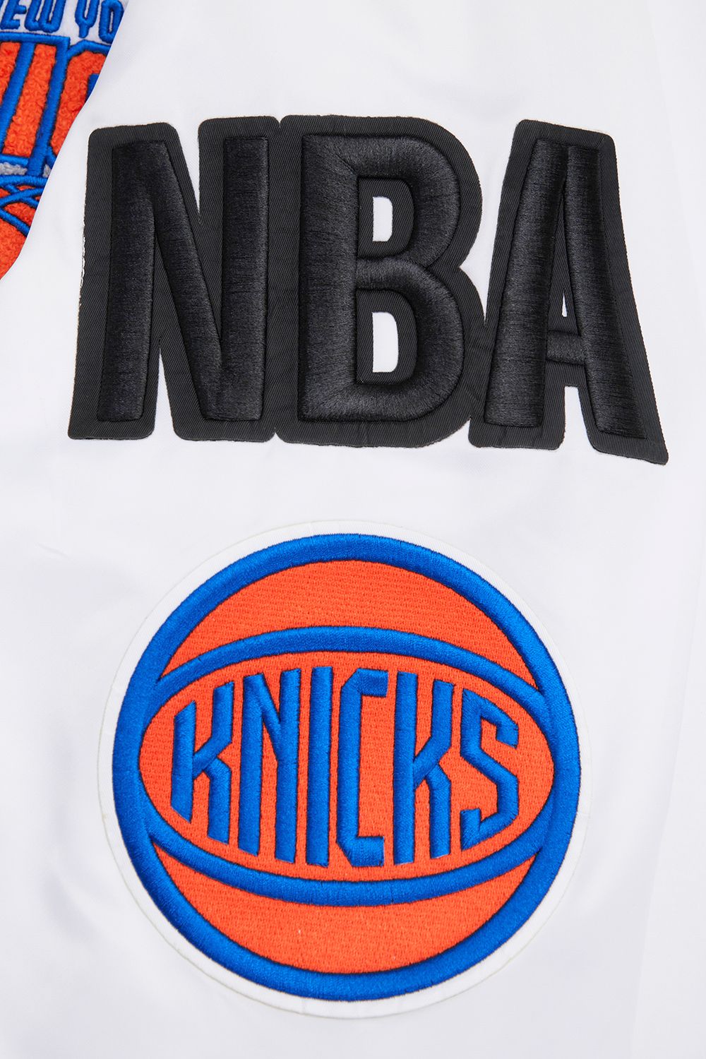 Pro Standard Men's New York Knicks Off White Mash Up Satin Jacket product image