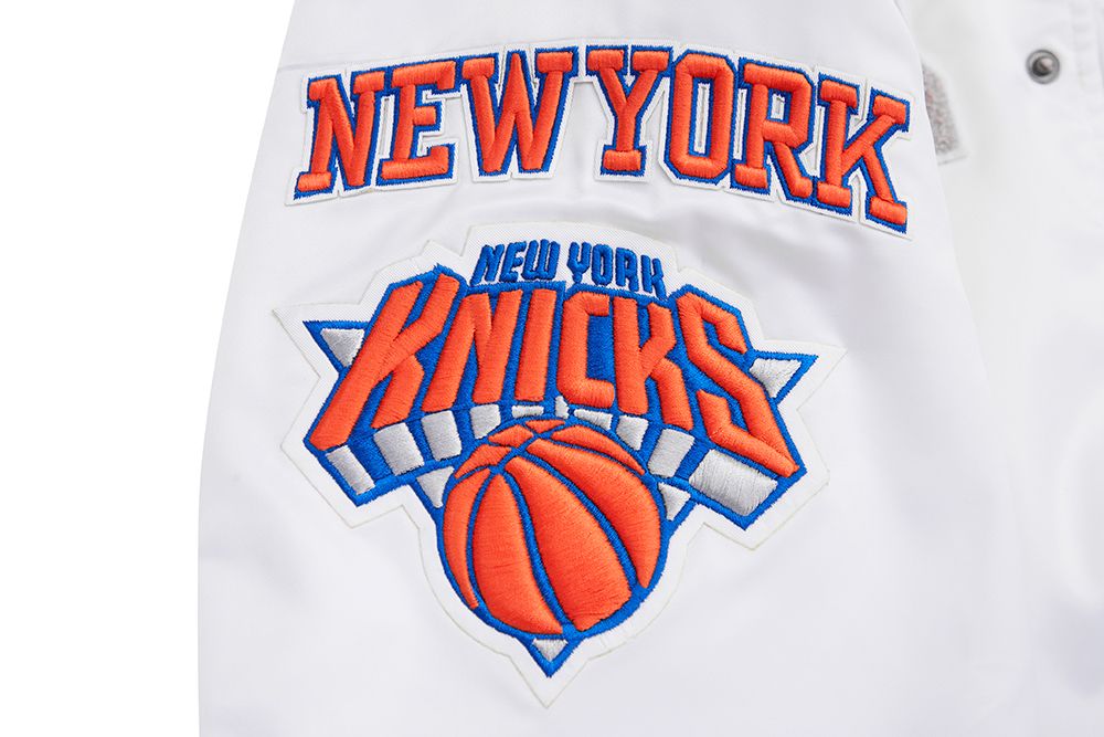Pro Standard Men's New York Knicks Off White Mash Up Satin Jacket product image