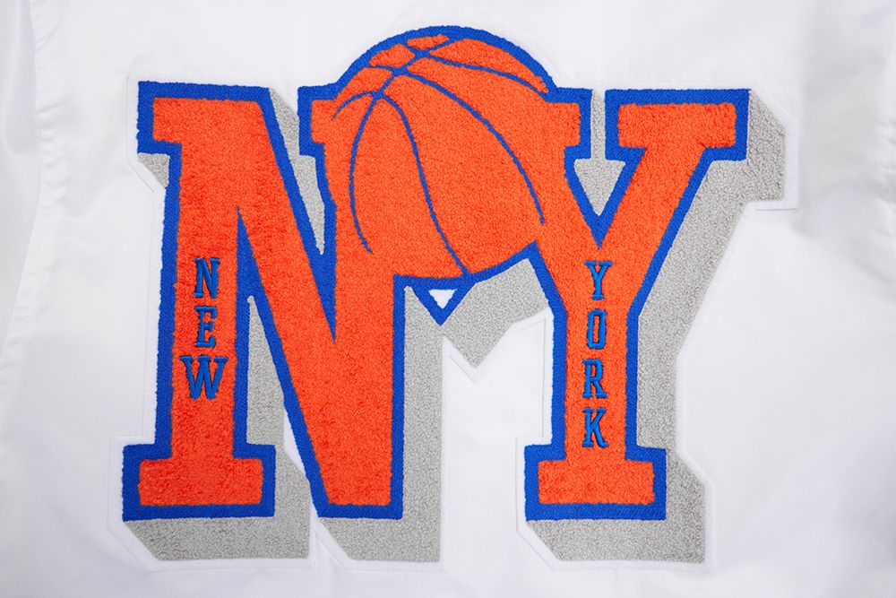 Pro Standard Men's New York Knicks Off White Mash Up Satin Jacket product image