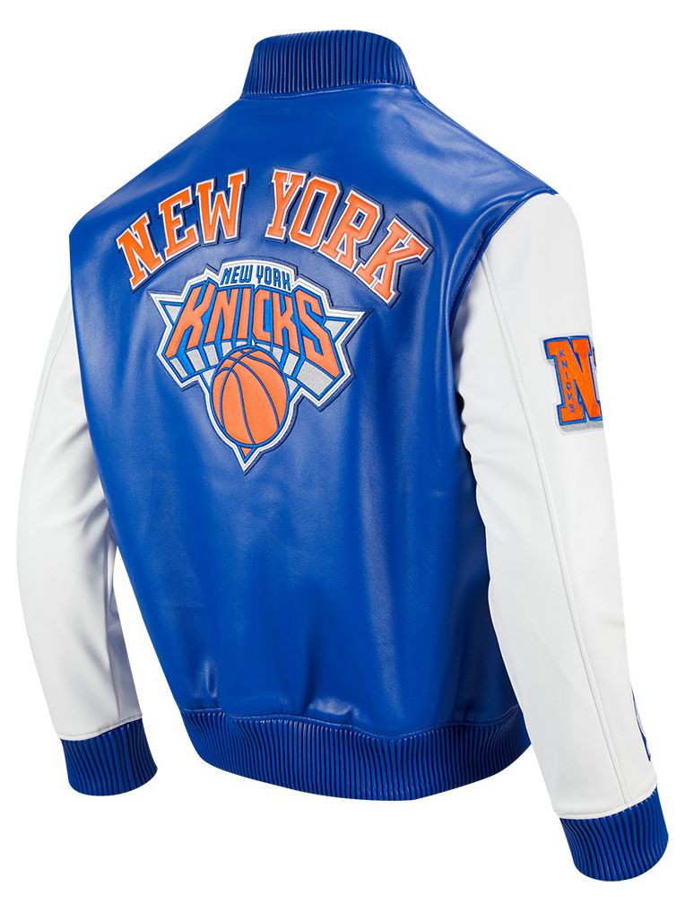 Pro Standard Men's New York Knicks Royal Signature Leather Varsity Jacket product image