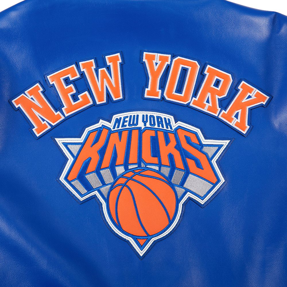Pro Standard Men's New York Knicks Royal Signature Leather Varsity Jacket product image