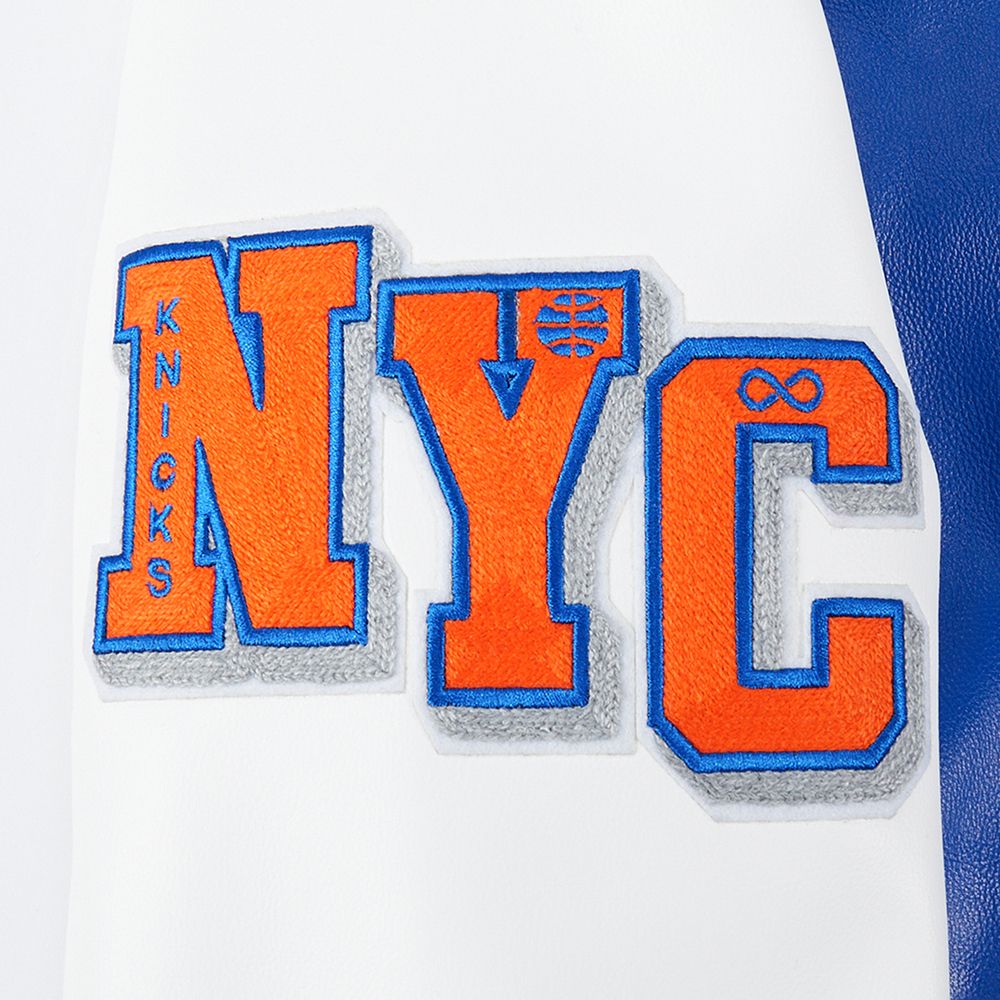 Pro Standard Men's New York Knicks Royal Signature Leather Varsity Jacket product image