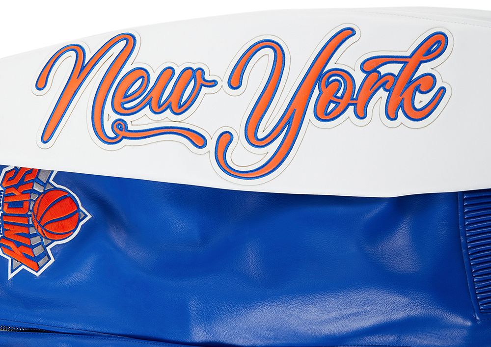 Pro Standard Men's New York Knicks Royal Signature Leather Varsity Jacket product image