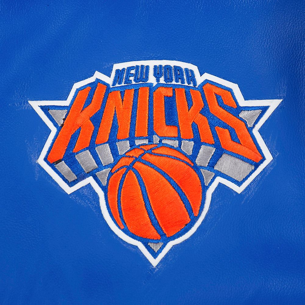 Pro Standard Men's New York Knicks Royal Signature Leather Varsity Jacket product image
