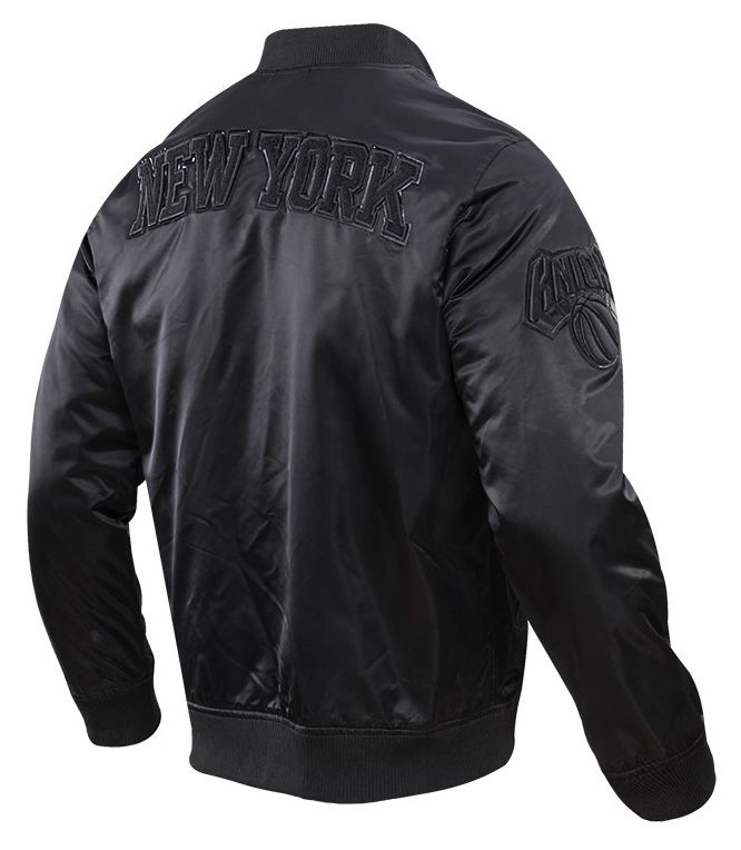 Pro Standard Men's New York Knicks Triple Black Satin Jacket product image