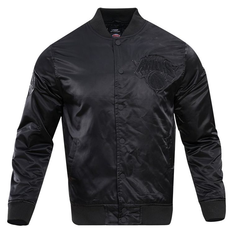 Pro Standard Men's New York Knicks Triple Black Satin Jacket product image
