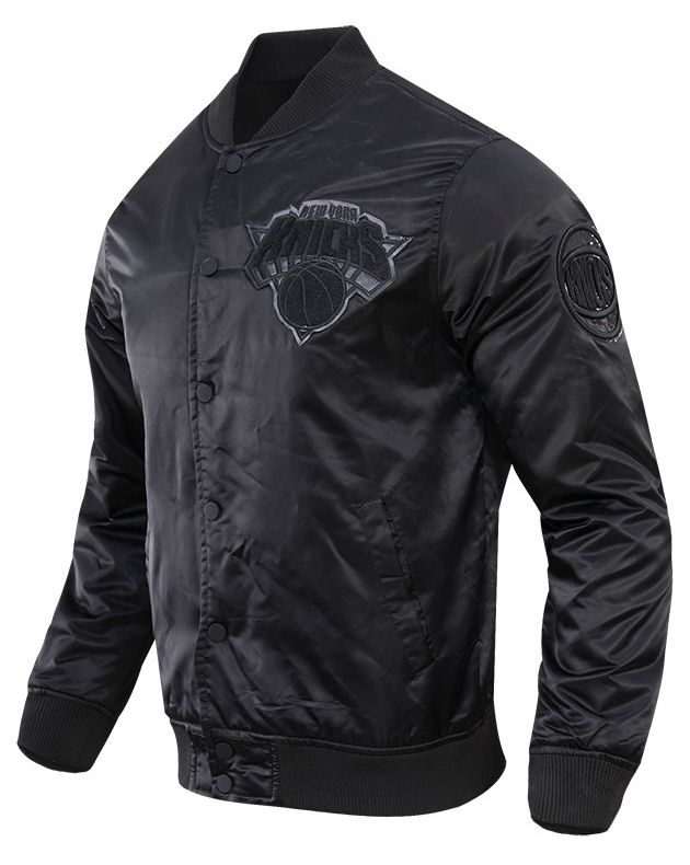 Pro Standard Men's New York Knicks Triple Black Satin Jacket product image