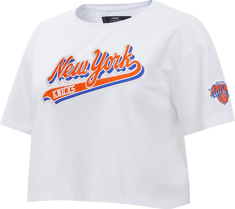 Pro Standard Women's New York Knicks White Script Tail Boxy T-Shirt product image