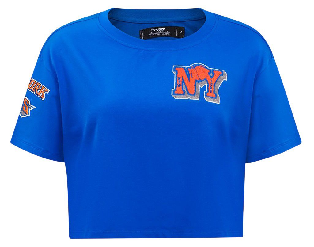 Pro Standard Women's New York Knicks Blue Mash Up Boxy Cropped T-Shirt product image