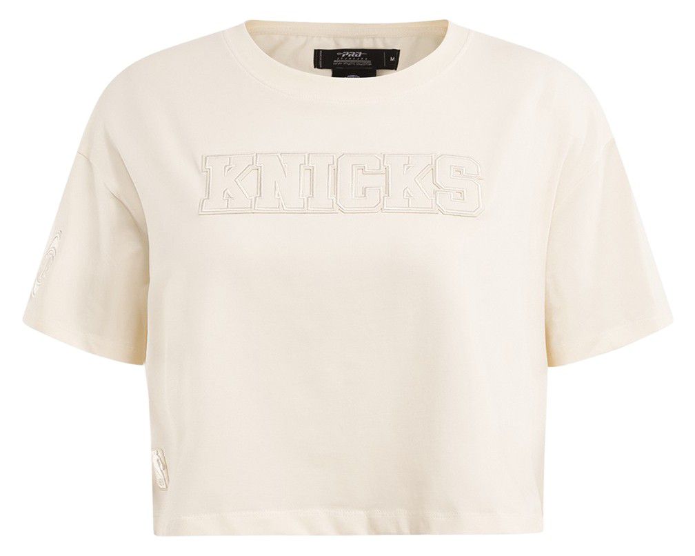 Pro Standard Women's New York Knicks Off-White Neutral Boxy Cropped T-Shirt product image