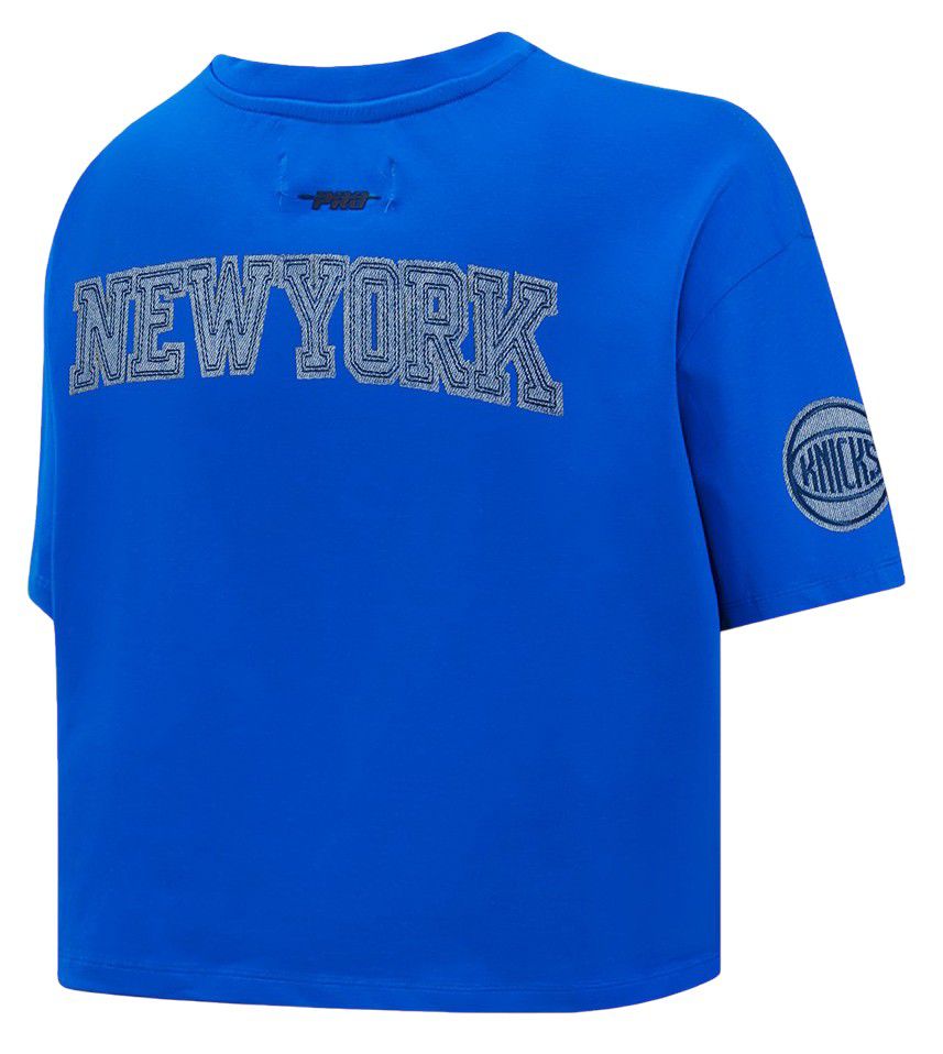 Pro Standard Women's New York Knicks Blue Varsity Blues Boxy Cropped T-Shirt product image