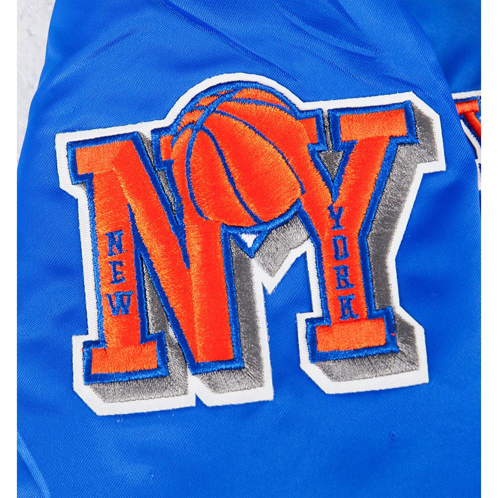 Pro Standard Youth New York Knicks Blue Ribbed Satin Jacket product image
