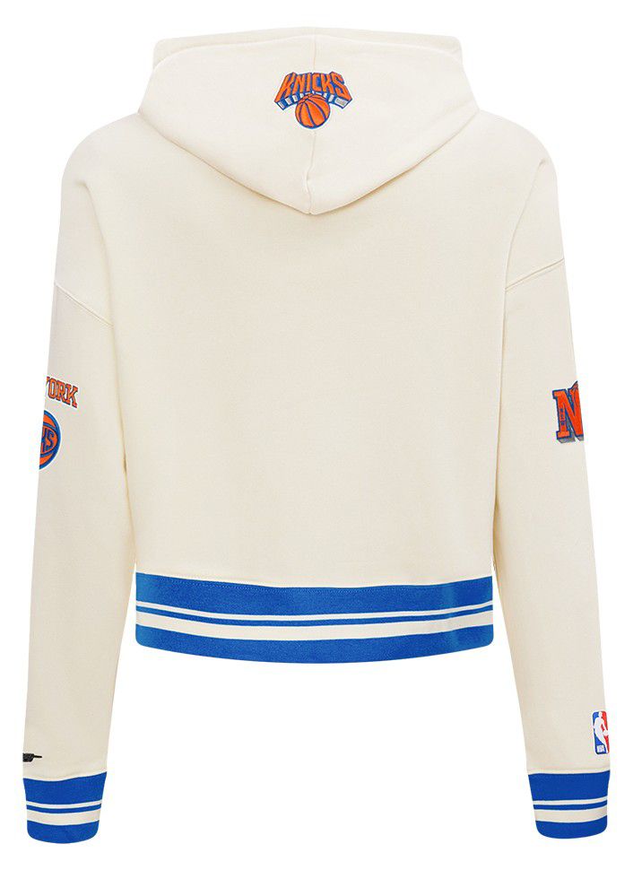 Pro Standard Women's New York Knicks Off White Retro Classic Cropped Fleece Pullover Hoodie product image