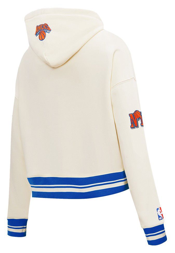 Pro Standard Women's New York Knicks Off White Retro Classic Cropped Fleece Pullover Hoodie product image