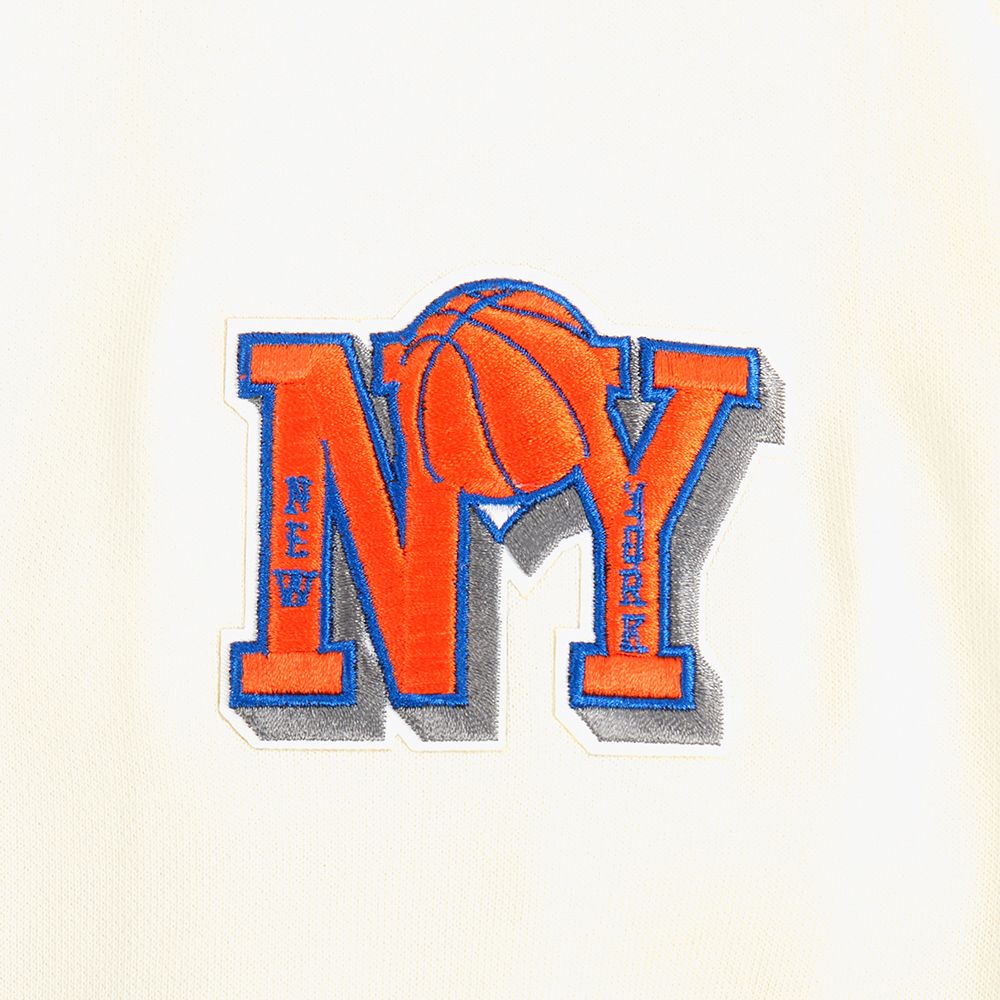 Pro Standard Women's New York Knicks Off White Retro Classic Cropped Fleece Pullover Hoodie product image