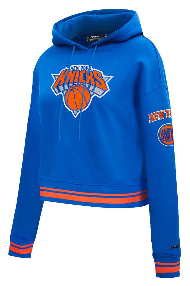 Pro Standard Women's New York Knicks Blue Retro Classic Cropped Fleece Pullover Hoodie product image