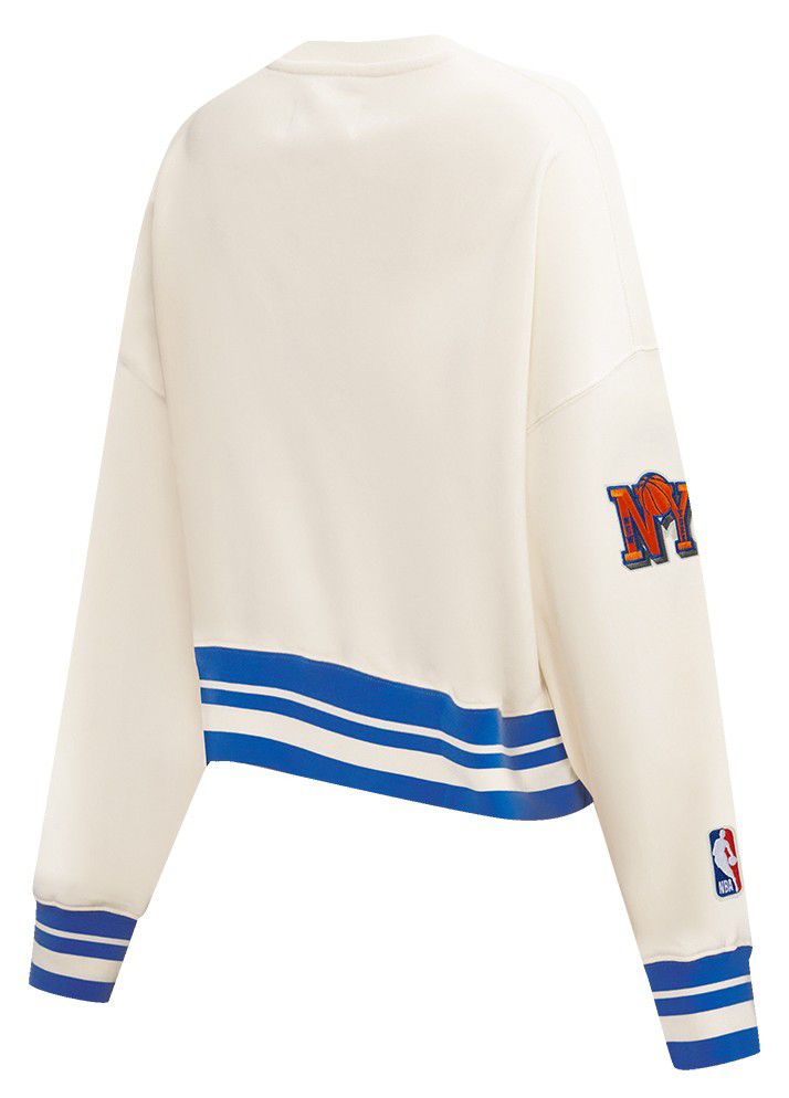 Pro Standard Women's New York Knicks Off White Retro Classic Fleece Crewneck Sweatshirt product image