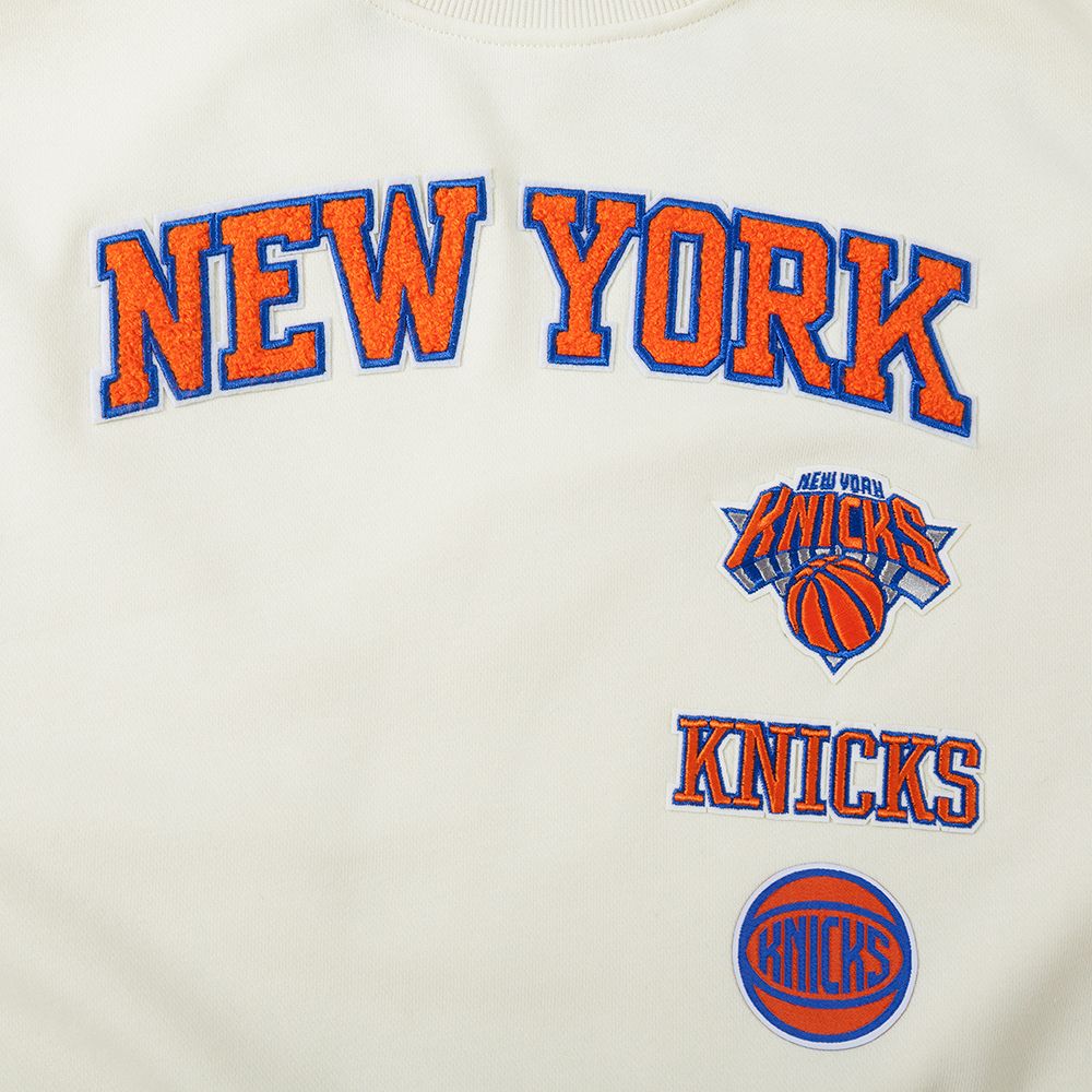 Pro Standard Women's New York Knicks Off White Retro Classic Fleece Crewneck Sweatshirt product image