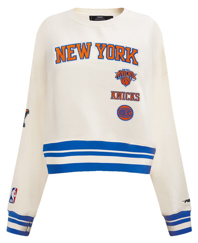 Pro Standard Women's New York Knicks Off White Retro Classic Fleece Crewneck Sweatshirt product image