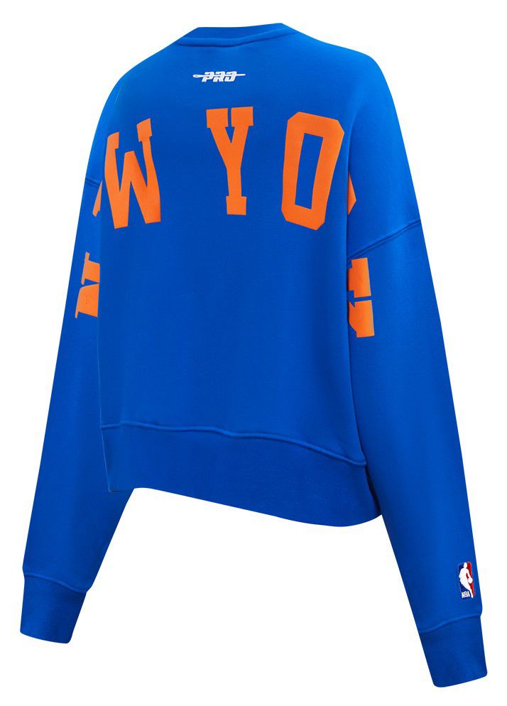 Pro Standard Women's New York Knicks Blue Wingspan Fleece Crewneck Sweatshirt product image