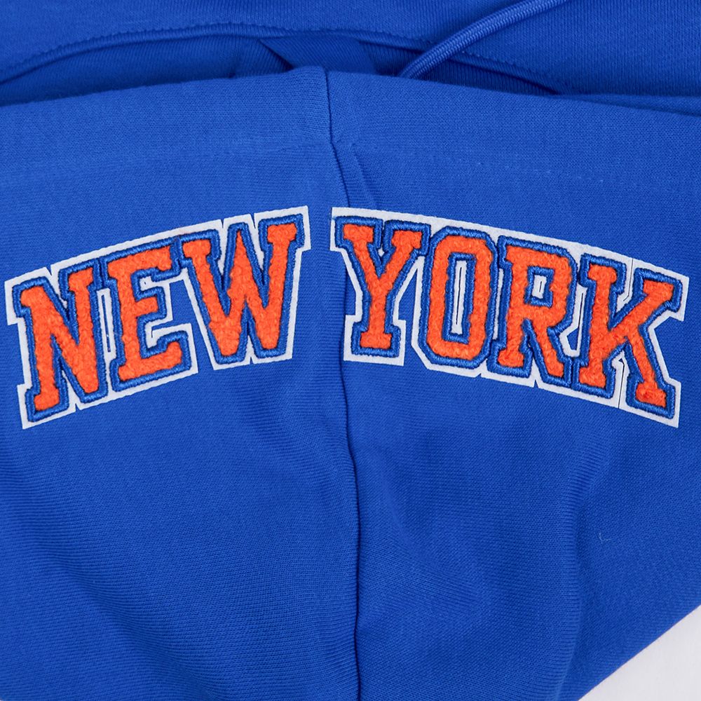 Pro Standard Women's New York Knicks Blue Mash Up Rib Cropped Fleece Pullover Hoodie product image