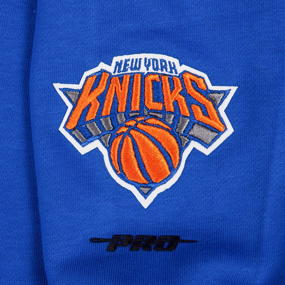 Pro Standard Women's New York Knicks Blue Mash Up Rib Cropped Fleece Pullover Hoodie product image