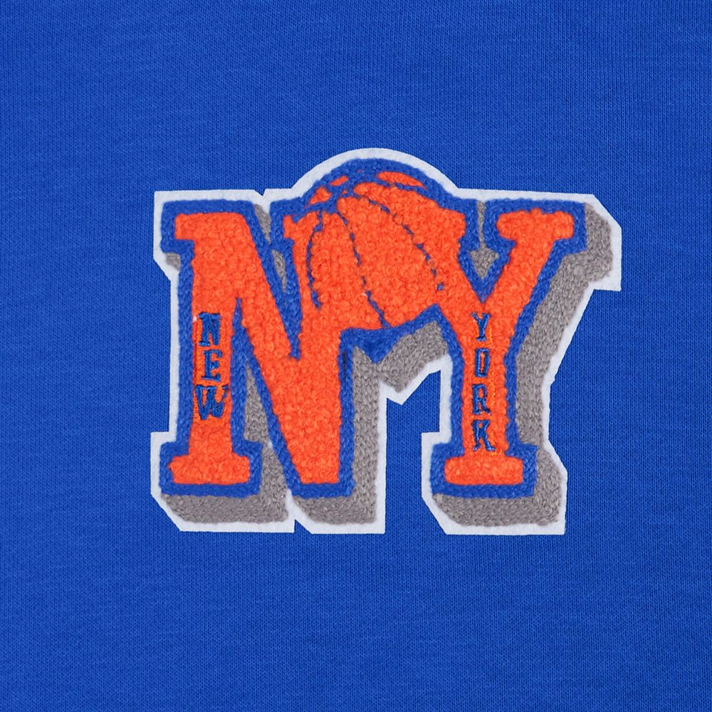 Pro Standard Women's New York Knicks Blue Mash Up Rib Cropped Fleece Pullover Hoodie product image