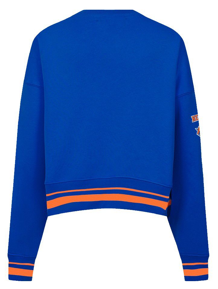 Pro Standard Women's New York Knicks Blue Mash Up Rib Fleece Crewneck Sweatshirt product image