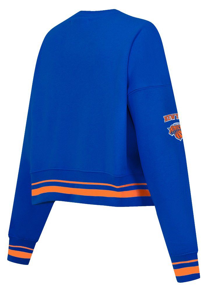 Pro Standard Women's New York Knicks Blue Mash Up Rib Fleece Crewneck Sweatshirt product image