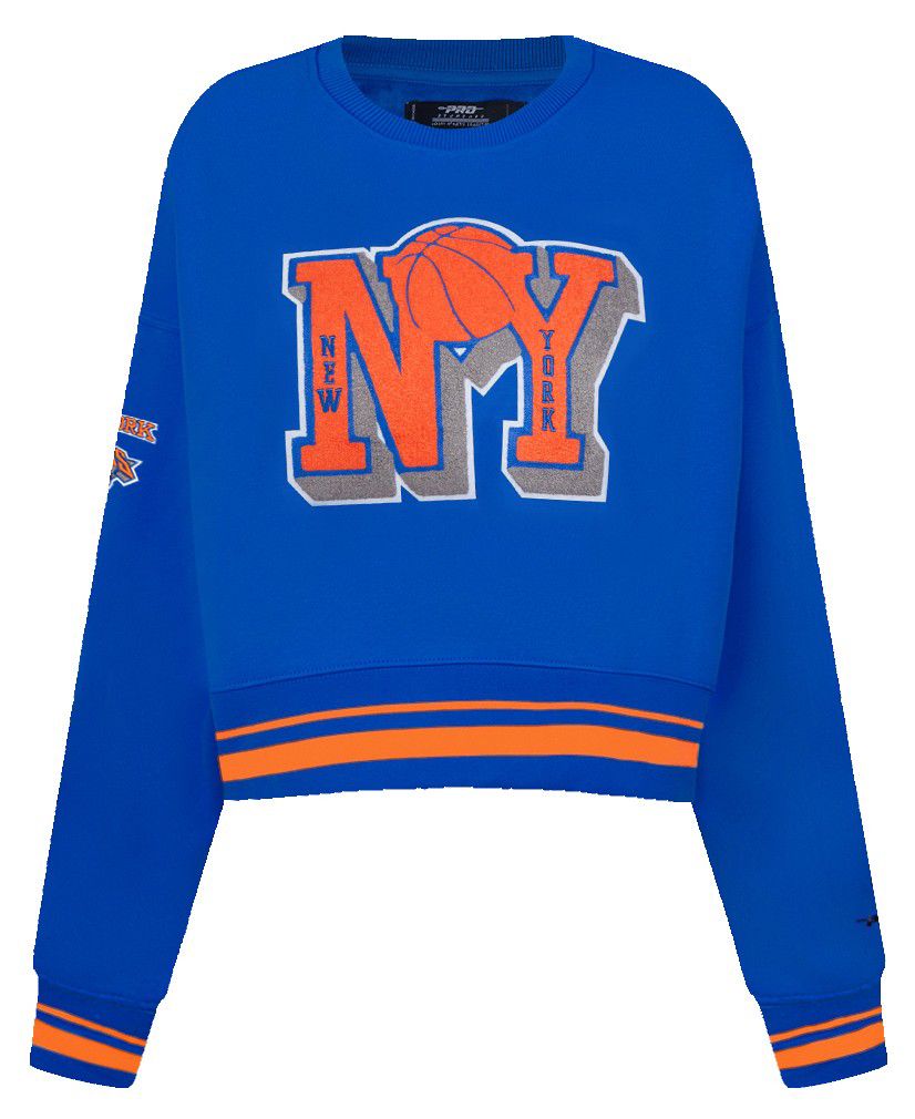 Pro Standard Women's New York Knicks Blue Mash Up Rib Fleece Crewneck Sweatshirt product image