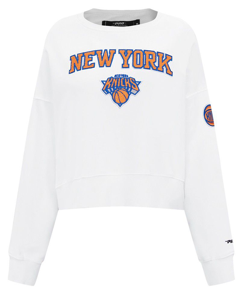 Pro Standard Women's New York Knicks White Classic Fleece Crewneck Sweatshirt product image