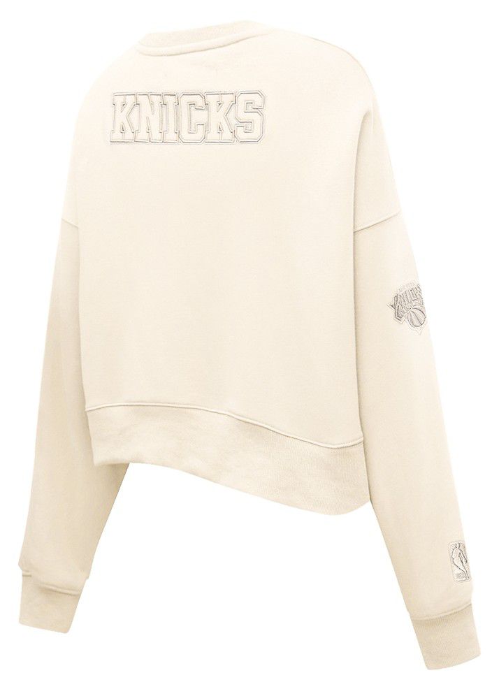 Pro Standard Women's New York Knicks Off White Neutral Fleece Crewneck Sweatshirt product image