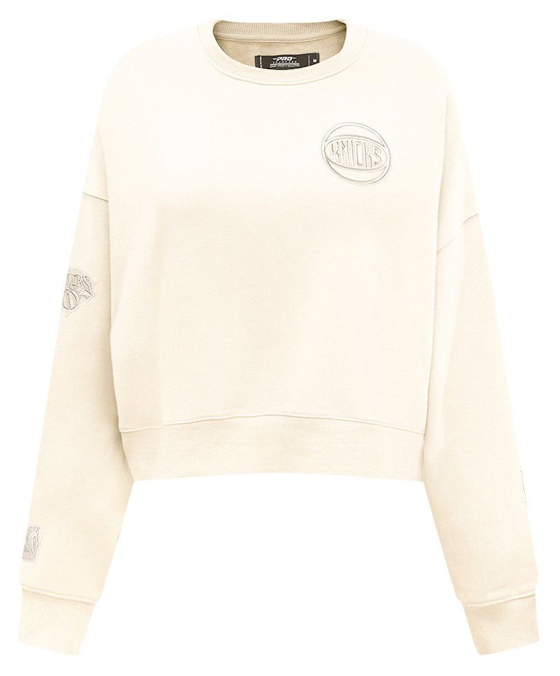 Pro Standard Women's New York Knicks Off White Neutral Fleece Crewneck Sweatshirt product image