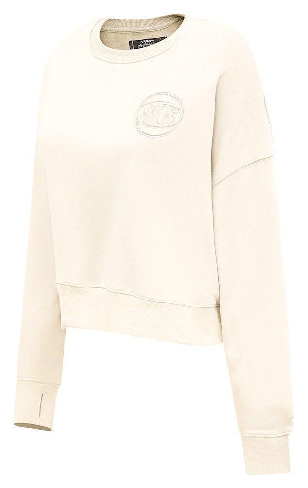 Pro Standard Women's New York Knicks Off White Neutral Fleece Crewneck Sweatshirt product image