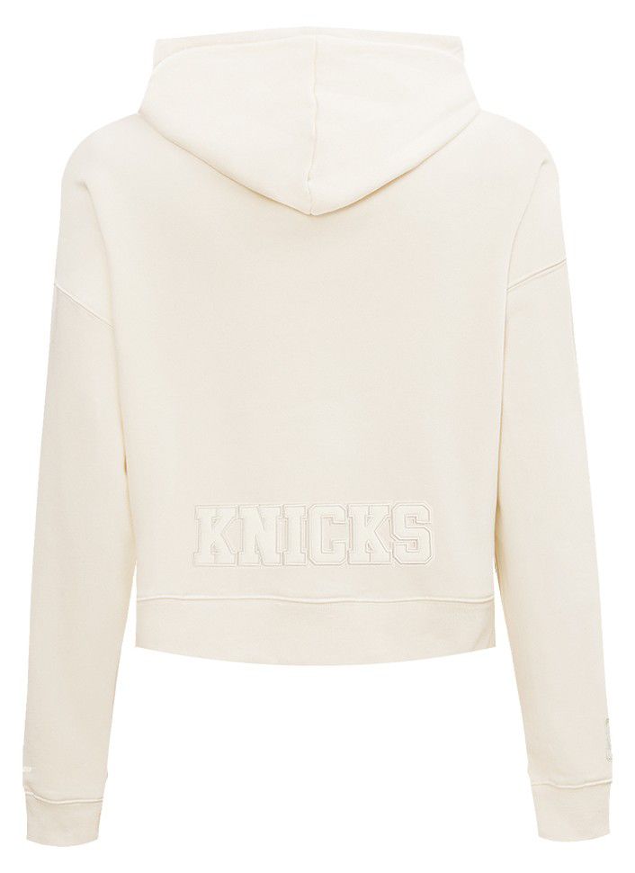 Pro Standard Women's New York Knicks Off White Neutral Cropped Fleece Pullover Hoodie product image
