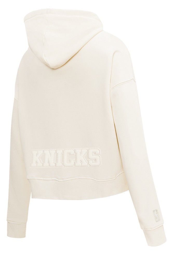 Pro Standard Women's New York Knicks Off White Neutral Cropped Fleece Pullover Hoodie product image
