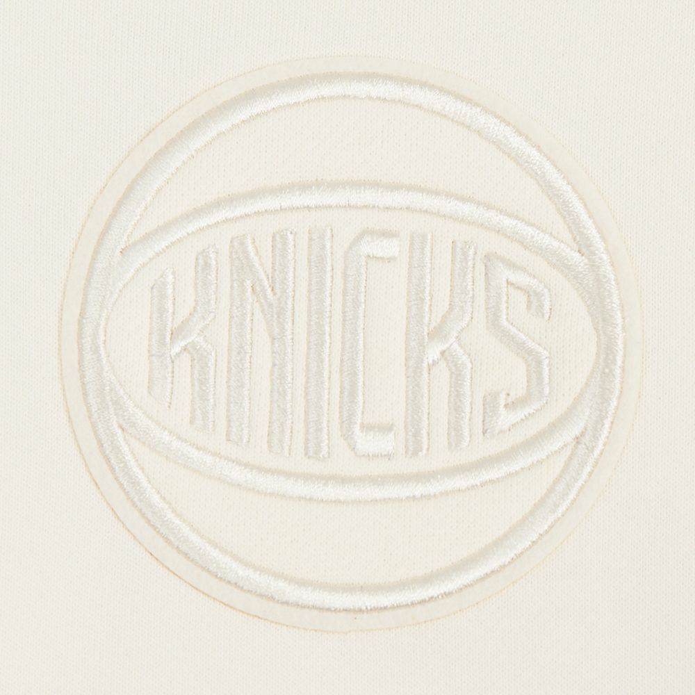 Pro Standard Women's New York Knicks Off White Neutral Cropped Fleece Pullover Hoodie product image