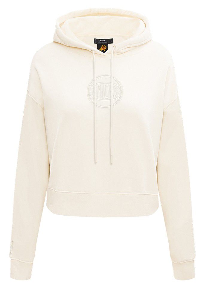 Pro Standard Women's New York Knicks Off White Neutral Cropped Fleece Pullover Hoodie product image
