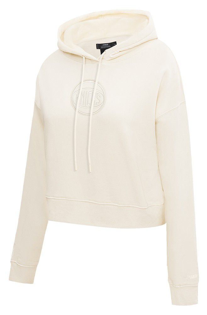 Pro Standard Women's New York Knicks Off White Neutral Cropped Fleece Pullover Hoodie product image