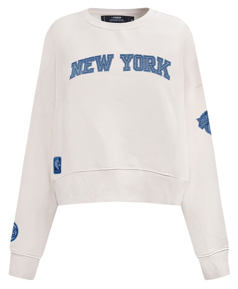 Pro Standard Women's New York Knicks Linen Varsity Blues Fleece Crewneck Sweatshirt product image