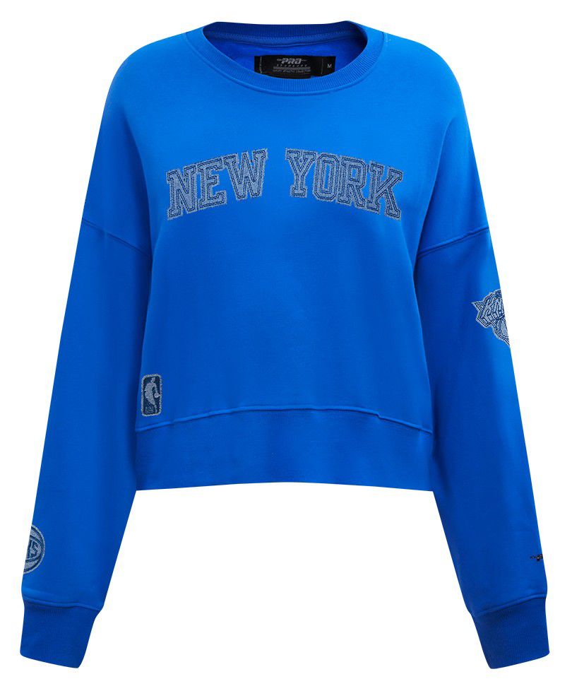 Pro Standard Women's New York Knicks Blue Varsity Blues Fleece Crewneck Sweatshirt product image