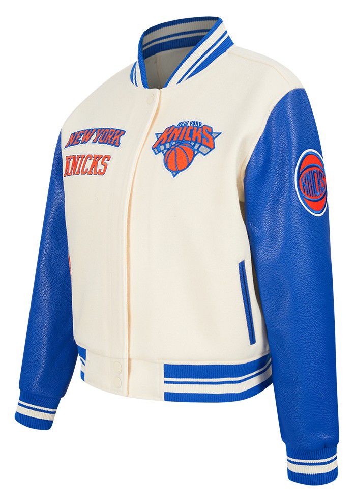 Pro Standard Women's New York Knicks Off White Classic Varsity Jacket product image