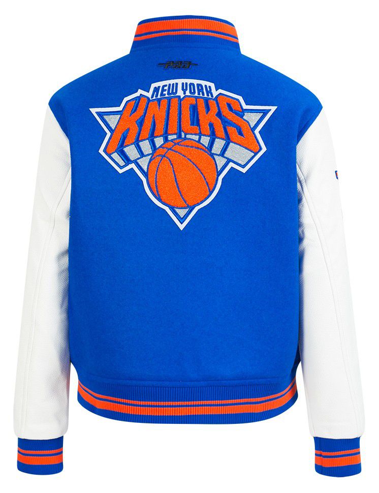 Pro Standard Women's New York Knicks Blue Classic Rib Wool Varsity Jacket product image