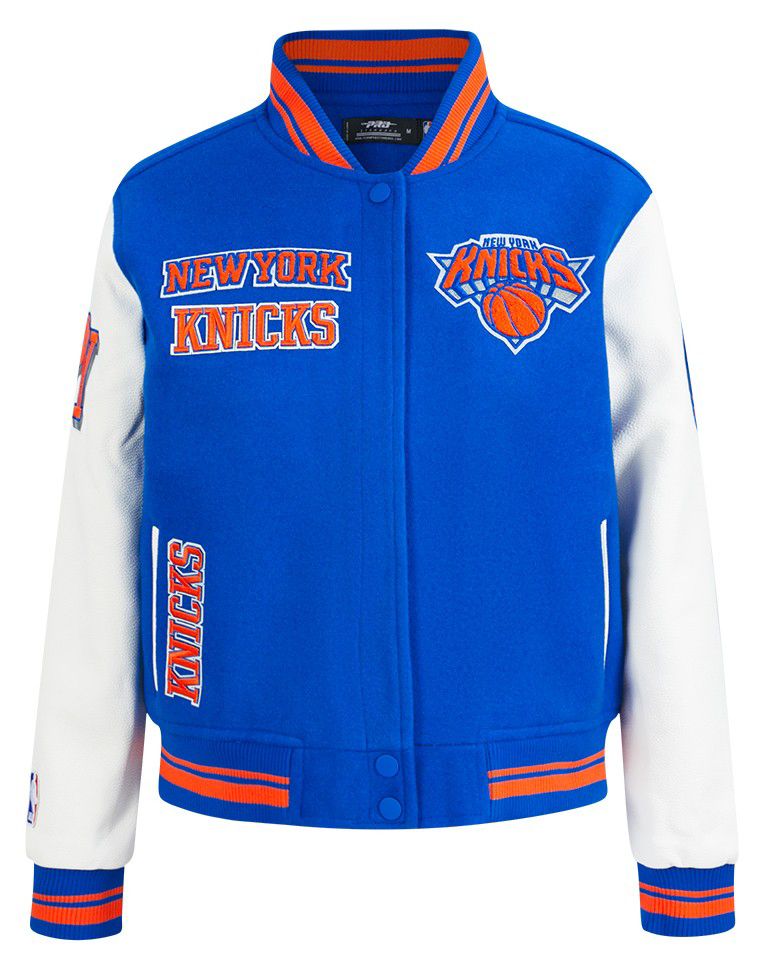 Pro Standard Women's New York Knicks Blue Classic Rib Wool Varsity Jacket product image