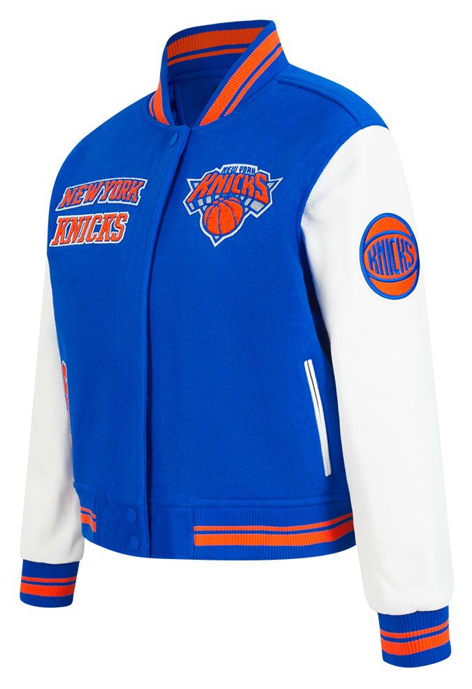 Pro Standard Women's New York Knicks Blue Classic Rib Wool Varsity Jacket product image